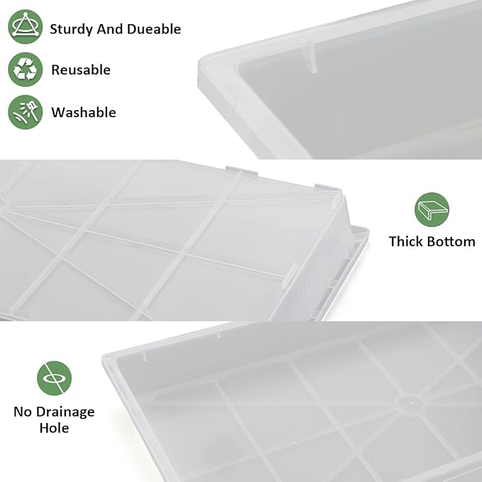1020 Nursery Pot Trays 5 Pack, Transparent Plastic Flat Seed Starter Tray, Durable Square Seedling Starting Tray for Holding and Carrying Plant Pots (Clear)