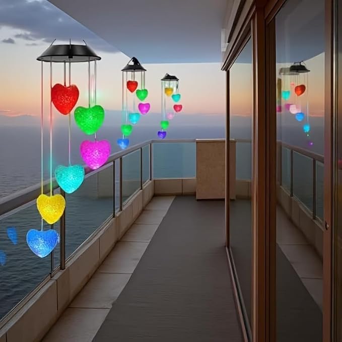 Solar Wind Chimes Outside Color Changing Lights,Solar Valentines Lights Outdoor,Valentine Solar Powered Lights,Garden Decor for Patio Yard Garden Home,Gifts for Women