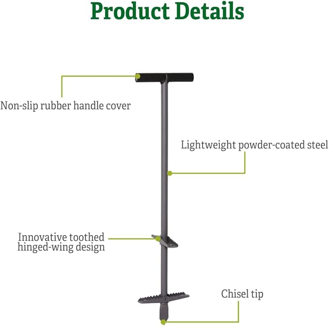 Gardener's Supply Company Double-up Compost Aerator Tool - Durable Steel with Rubber Handle for Easy Turning & Mixing Outdoor Compost Bin