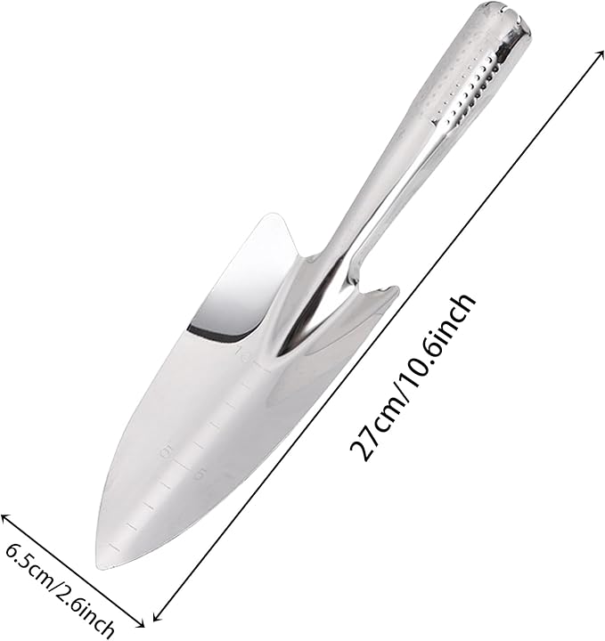 Garden Shovel with Measurement Mark, Sturdy Heavy Duty Gardening Tool Trowel/Hand Shovel/Garden Spade Transplanting and Digging in Garden Beds