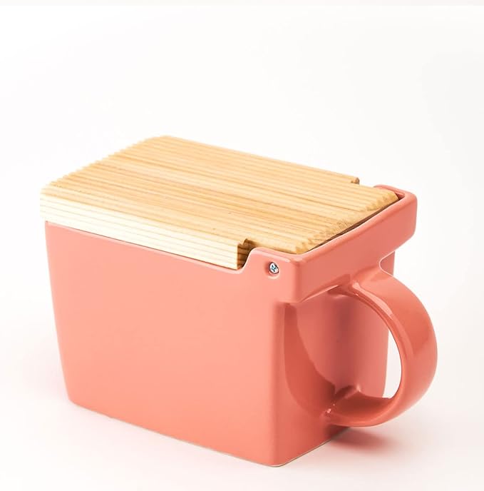 Zero Japan Bee House Premium Salt Box with Hinoki Lid - Container for Sea Salt and Spices - Elegant Cellar for Kitchen Countertop - Coral Pink, 16 oz