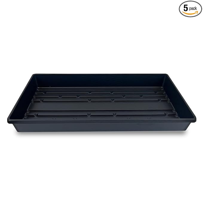 Living Whole Foods 5 Pack of Durable Black Plastic Growing Trays (Without Drain Holes) 21" X 11" X 2" - Flowers, Seedlings, Plants, Wheatgrass, Microgreens & More