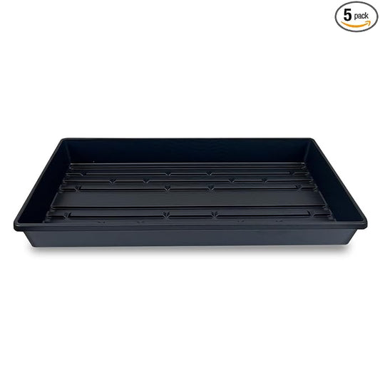 Living Whole Foods 5 Pack of Durable Black Plastic Growing Trays (Without Drain Holes) 21" X 11" X 2" - Flowers, Seedlings, Plants, Wheatgrass, Microgreens & More