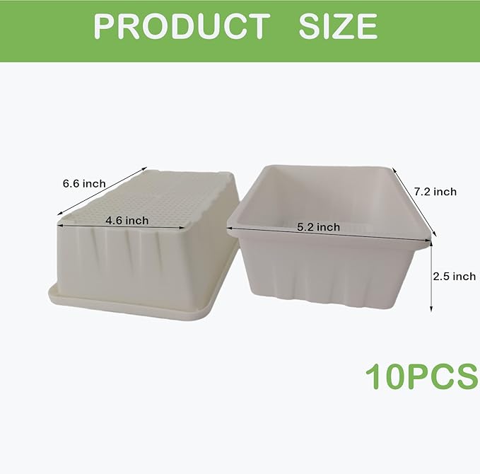 10 Pack Plastic Seedling Starters Trays Mesh Bottom for Microgreen Cactus Succulents
