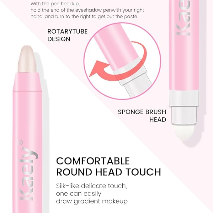 evpct 2Pcs Cream Eye Shadow Brightener Sticks Set for Eyes Waterproof, Pearl White & Pearl Shimmer Cream Eyeshadow Applicator Stick Long Lasting Pigmented Eye Makeup sombras en crema para ojos 1+18