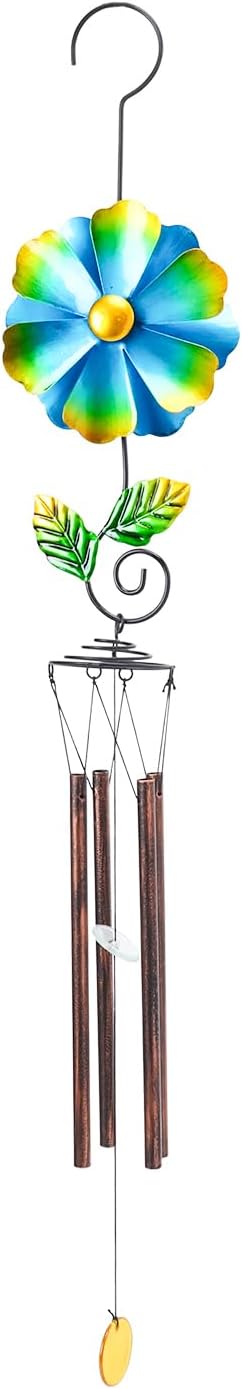 MUMTOP Wind Chimes for Outside Clearance - Garden Wind Chimes with Flower Wind Spinner, 33 Inch Deep Tone Metal Memorial Sympathy Windchimes for Patio Outdoor Porch Yard Decor Gifts(Green)
