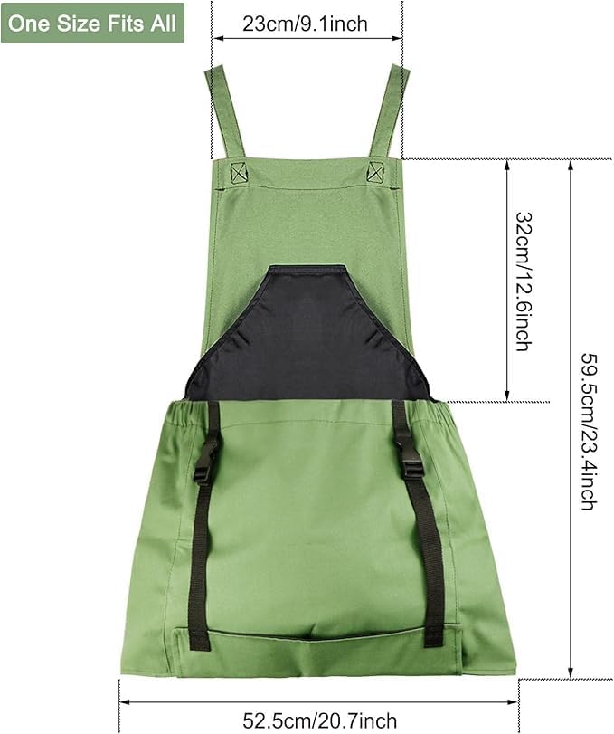 Osznmmg Gardening Apron with Pockets Gardening Apron for Harvesting Waterproof Adjustable Apron for Garden Mother's Day Gift