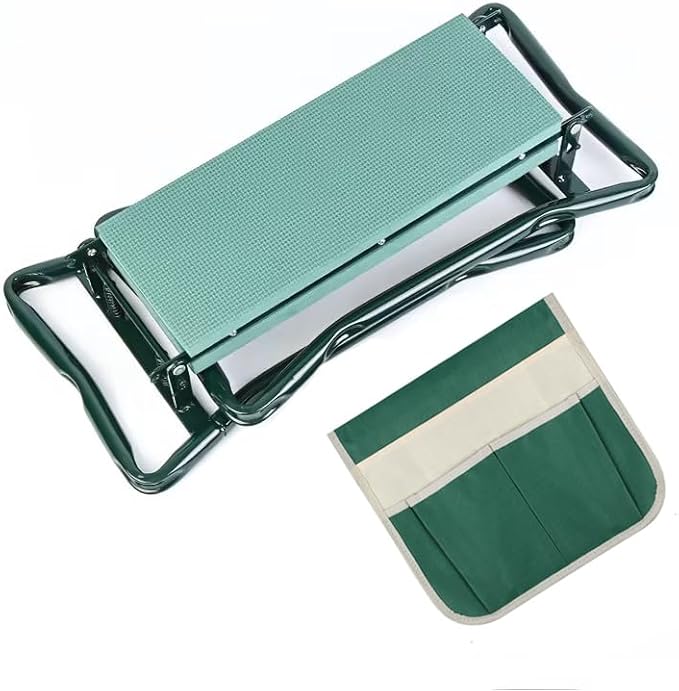 Garden Kneeler and Seat Foldable Gardening Bench Stool with Tool Bag Pouch EVA Foam Pad Outdoor Practical Garden Tools for Kneeling and Sitting Sturdy and Lightweight, Green