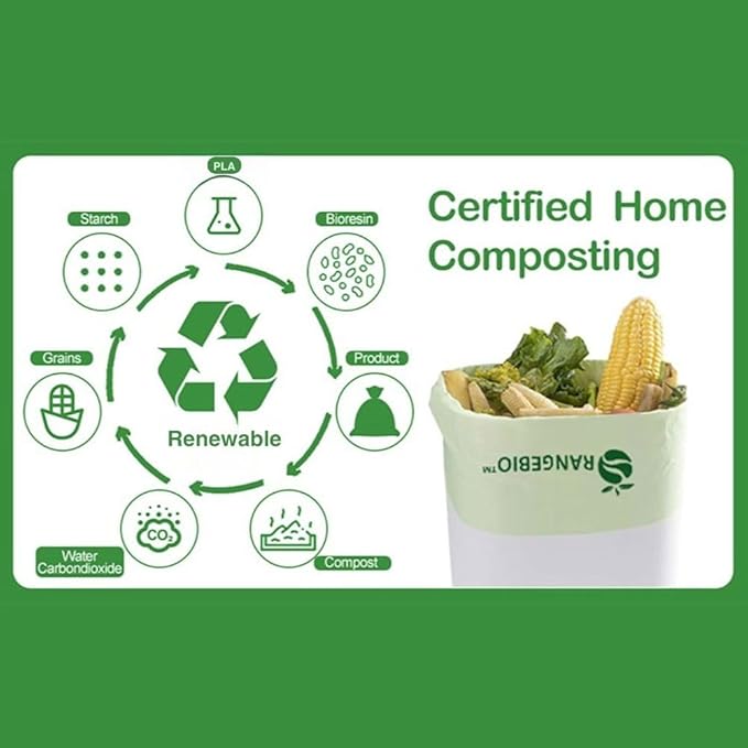 OrangeBio Certified Home Compostable Produce Bags, 2000 Count (4 rolls), 15 x 18 Inches, Hold Up to 15 Lbs, ASTM D6400, EN 13432, US BPI & Europe OK Compost Home Certified
