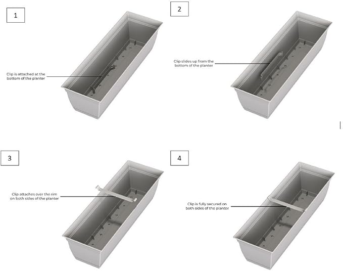 The HC Companies 24 Inch Eclipse Window Planter Box with Drainage Holes & Attached Saucer, Lightweight UV-Resistant Plastic Indoor & Outdoor Planters, 2-Pack Flower Box for Garden & Home Decor, Clay