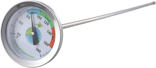 Soil Thermometer Stainless Steel Extra Long Probe Temperature Gauge for Compost Garden Lawn No Battery Required
