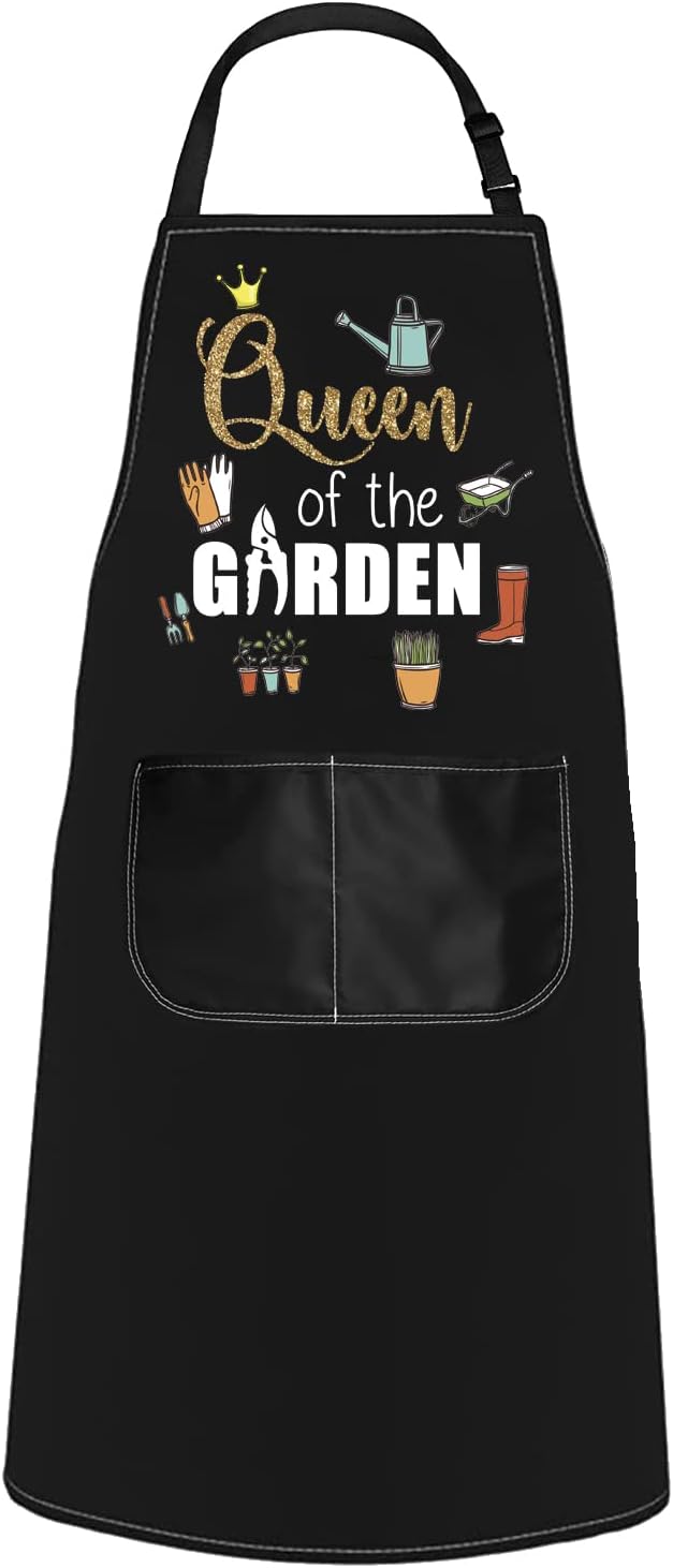 POFULL Gardening Apron Queen of the Garden Apron Gardener's Gift Ladies Gardening Gift