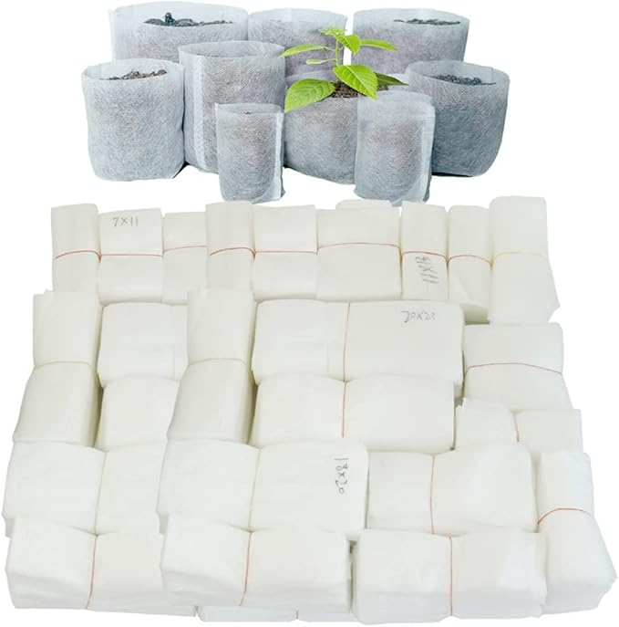 Biodegradable Nonwoven Fabric, for Nursery Plant Grow Bags Seedling Growing Planter Planting Pots Garden Eco-Friendly Ventilate Bag (Size : 15x19cm (100pcs))