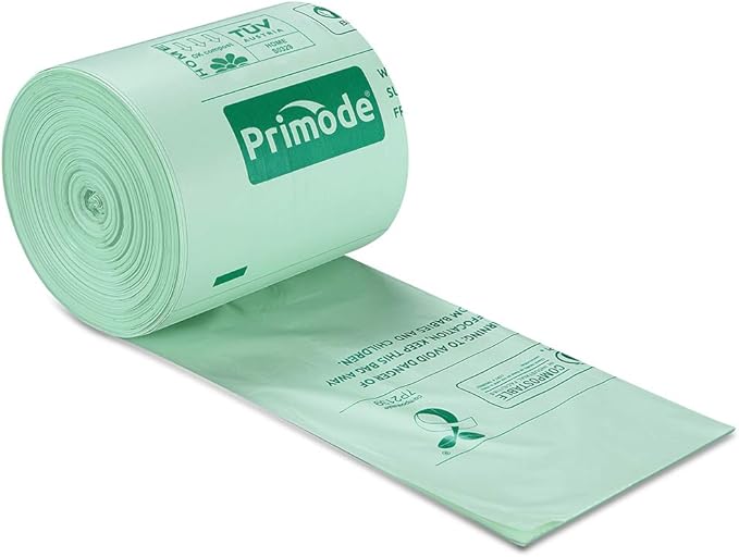 Primode Compostable Trash Bags, Food Scraps Yard Waste Bags,Extra Thick 0.71 Mil. ASTMD6400 Compost Bags Small Kitchen Bin Bags, Certified By BPI and TÜV AUSTRIA (3 Gallon)