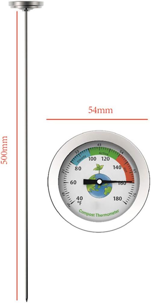 50cm Stainless Steel Compost Soil Thermometer Celsius Measuring Garden 40-180℉ Kitchen Gifts for Men