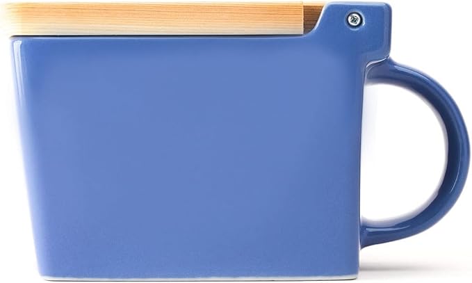 Zero Japan Bee House Premium Salt Box with Hinoki Lid - Container for Sea Salt and Spices - Elegant Cellar for Kitchen Countertop - Blueberry Blue, 16 oz