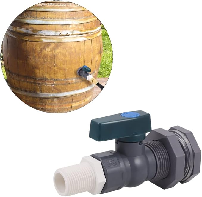 Enoch's Land PVC Rain Barrel Spigot Kit,3/4" Rain Barrel Valve with Bulkhead Fitting and Garden Hose Adapter,Garden Faucet Kit for Water Tanks, Aquariums, Tubs, Pools, Garden Barrels