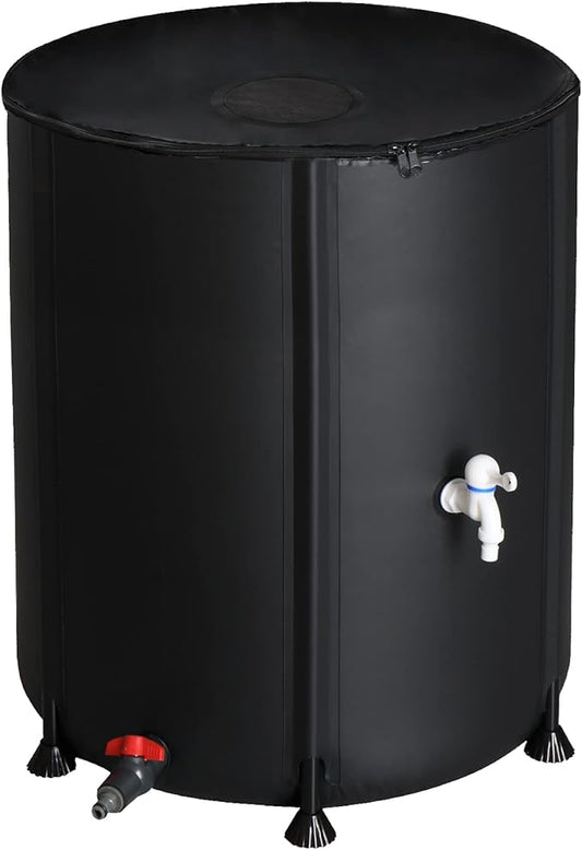 VINGLI Upgraded 50 Gallon Collapsible Rain Barrel, Portable Water Storage Rain Water Collection System, Weather Proof Sturdy Water Tank Water Catcher Container with Filter Spigot Overflow Kit