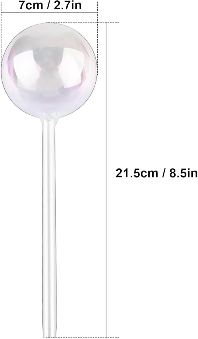 Tomorotec [4 PCS] Light Iridescent Rainbow Gradient Color Clear Glass Self-Watering System Spikes, Automatic Plant Waterer Bulbs