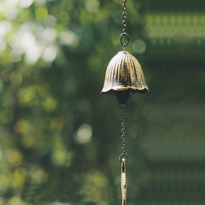 Japanese Traditional Lucky Small Wind Chimes for Outside, Iwachu Cast Iron Bless Temple Wind Bell Memorial and Sympathy Leaf Wind Chimes Indoor Garden Bell, Patio, Balcony (Maple Leaf)