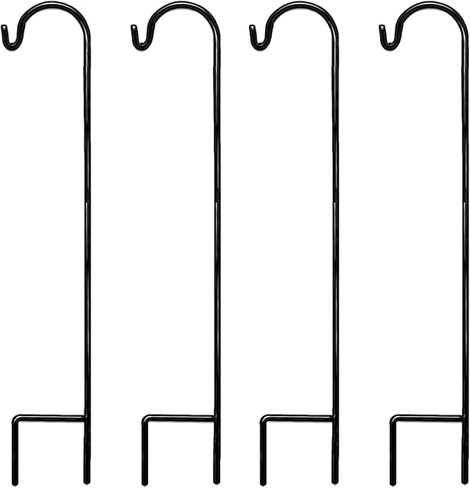 AshmanOnline Ashman Shepherd's Hooks 35 Inch (4 Pack), Black, Made of Premium Metal for Hanging SolarLights, Bird Feeders, Mason Jars, Christmas Lights, Lanterns, Garden Stakes and Wedding Décor.