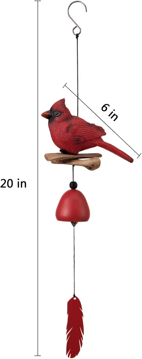 Cardinal Bird Wind Chime, Cardinal Gifts for Glory Mother’s Love Gift, Bird Bell Chimes for Garden Backyard Church Hanging Decor, Red