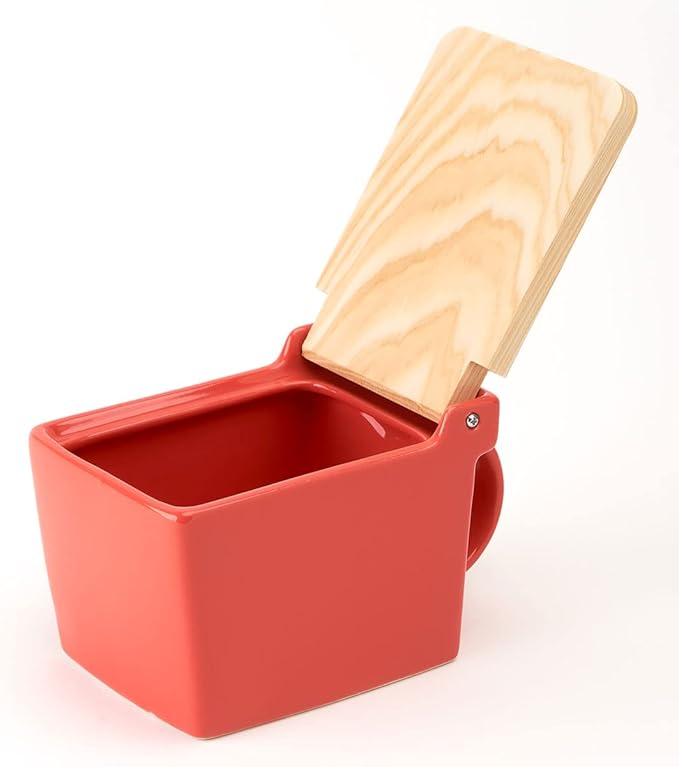Zero Japan Bee House Premium Salt Box with Hinoki Lid - Container for Sea Salt and Spices - Elegant Cellar for Kitchen Countertop - Carrot Orange, 16 oz
