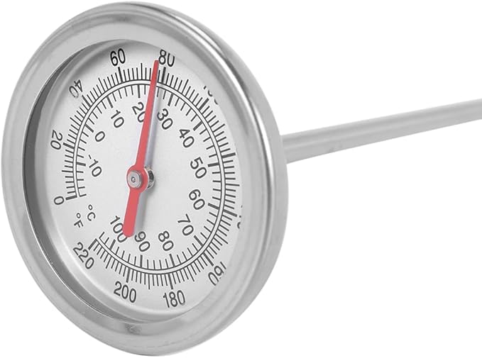 Long Stem Compost Soil Thermometer - Fast Response Stainless Steel 20 Inch - Measuring Probe - Fahrenheit and Celsius