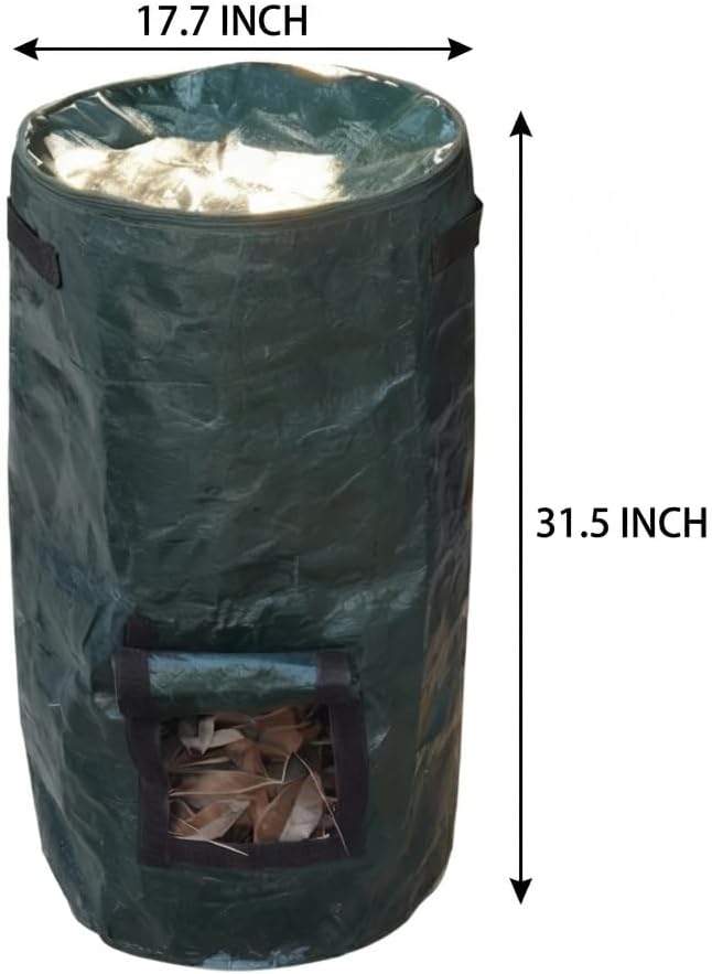 2-Pack 80 Gallon Garden Compost Bin Bags, Reusable Outdoor Compost Bags for Kitchen and Yard Waste, Durable PE Material, Easy Assembly for Home Composting