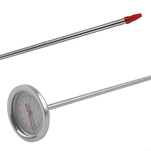 Compost Thermometer with 19.7 Inch Stainless Steel Probe Long Stem Temperature Meter for Garden Soil Testing -10°C to 100°C