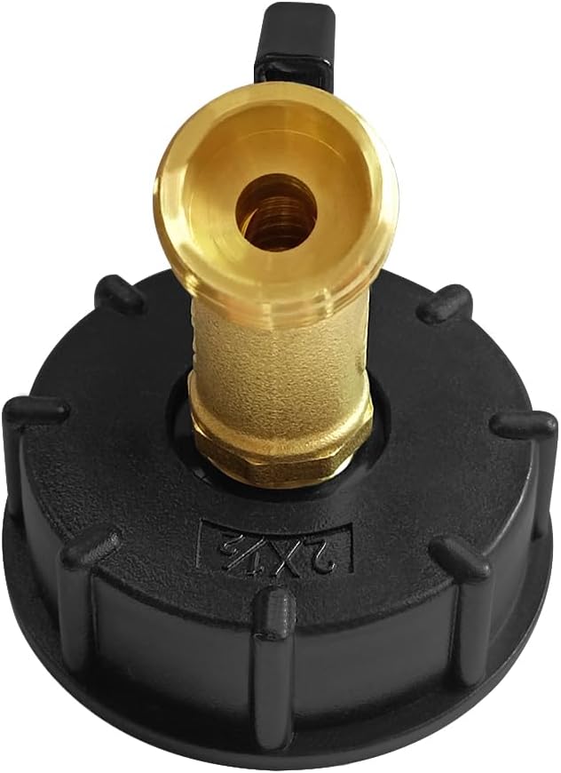 Joywayus Compatible with 275-330 Gallon IBC Tote Water Tank Adapter 2" Coarse Thread S60x6 + Brass Garden Hose Water Ball Valve Water Tank Shut-Off Valve Fitting