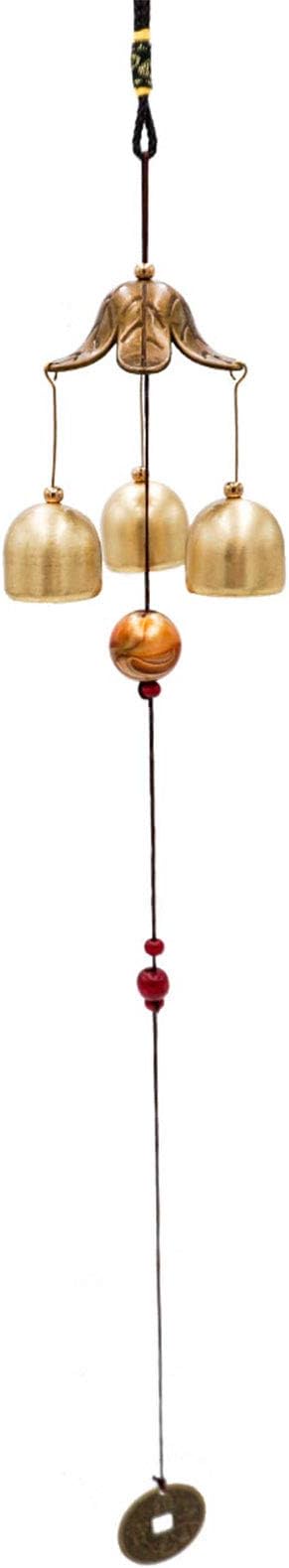 2 Pack Lucky Wind Chimes 3 Bells Feng Shui Wind Bell with S Hook for Good Luck Home Garden Hanging Decoration Gift