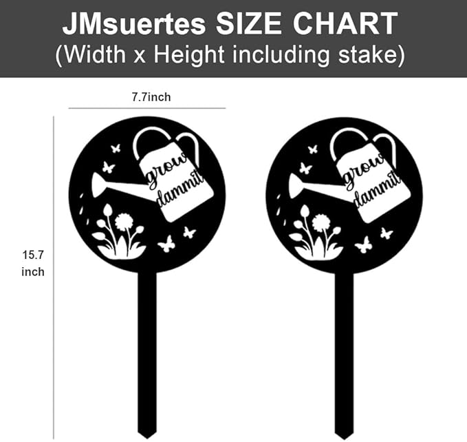 2pcs Grow Dammit Funny Garden Vegetable Signs, Unique Gardening Decor Outdoor, Flower Vegetable Garden Plant Accessories, Fun Gardening Gifts for Women Men Mom Gardeners Who Love Plants