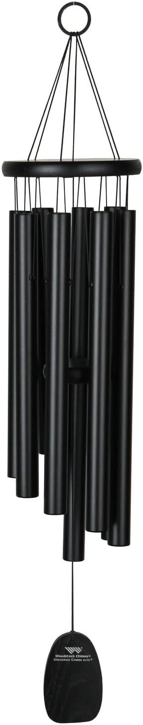 Woodstock Chimes Signature Collection, Gregorian Chimes, Alto (27'') Black, Inspirational and Memorial Wind Chimes for Outdoor, Patio, Home or Garden Décor (GABB)