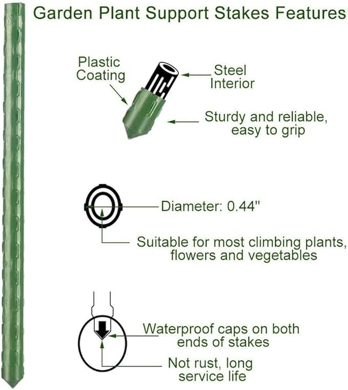 6Ft 72inch Garden Stakes Sturdy Plant Sticks Support Tomato Stakes for Vegetable,Pack of 20