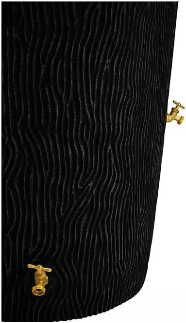 Decorative Rain Barrel with Wood Grain Texture, 90 Gallon Capacity,You can Plant an Array of Floral Arrangements, or Even a Small herb or Vegetable Garden. (Black, 90 Gallon)