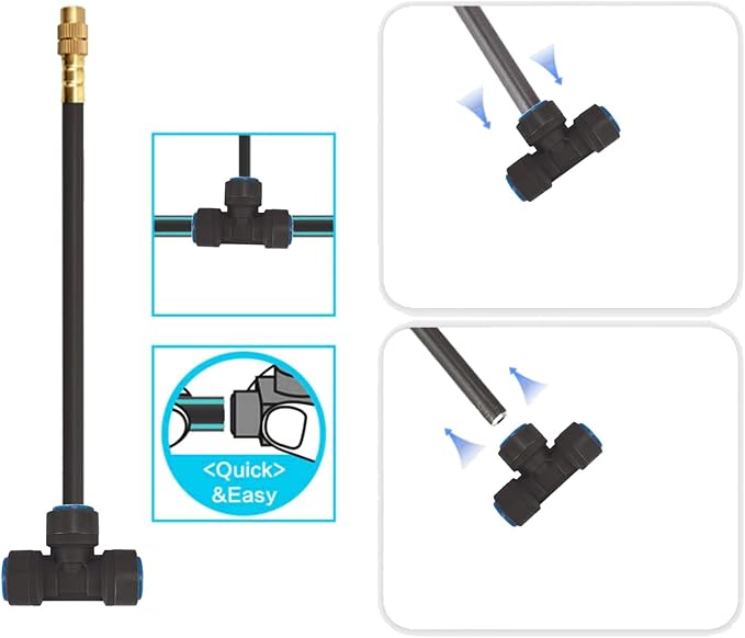 New drip Irrigation kit, Automatic Garden Watering System, Quick Connector and 360-degree Bending Dropper atomizing Copper Nozzle, Garden Plant Lawn Courtyard Watering System. (Timer)