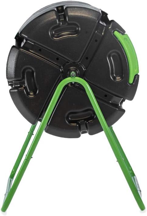 FCMP Outdoor HOTFROG Roto Single Chamber Batch Tumbling Composter - Outdoor Rotating Garden Compost Bin (HF-RM4000) Black & Green (37-Gallon)
