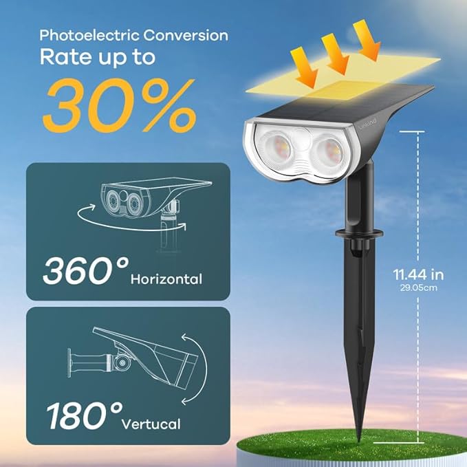 Linkind Solar Lights Outdoor Waterproof IP65, StarRay RGB Solar Spot Lights Outdoor, Color Changing Outdoor Solar Lights for Yard, Garden, Pathway, Easter Decor (Multicolor, 4 Pack)