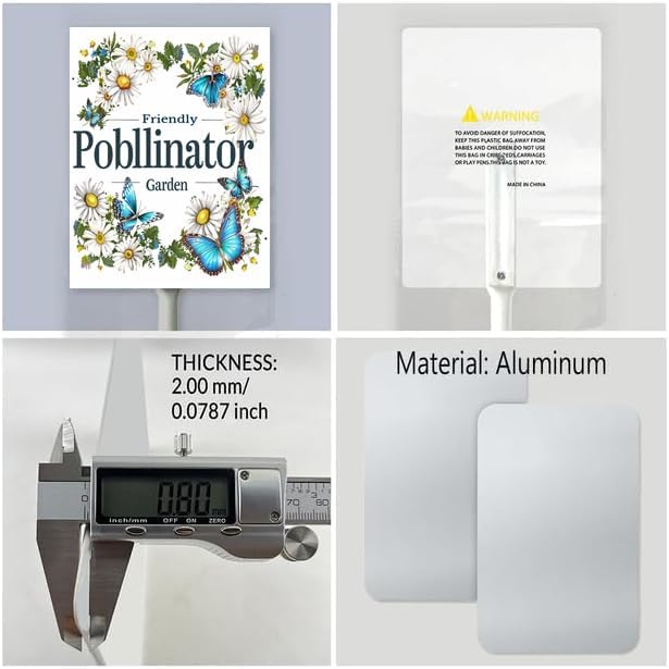 Uptell Aluminium Yard Sign Pollinator Friendly Garden Sign 8x12inch Outdoor Natural Retro Metal Signs Yard Grass Lawn Art And 12.8" Stake Kit