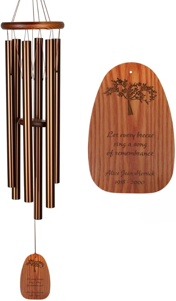 Woodstock Chimes Personalized Amazing Grace Wind Chime for Outside 40" Medium Bronze,Outdoor Garden Decor, Memorial Gift for Loss Loved Ones P-AGLBR03