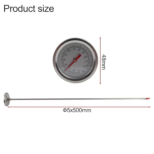 Compost Thermometer with 19.7 Inch Stainless Steel Probe Long Stem Temperature Meter for Garden Soil Testing -10°C to 100°C