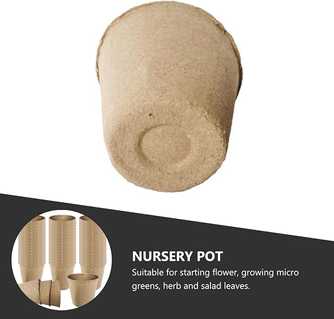 Veemoon Biodegradable Paper Flower Pots Nursery Seed Starter Cups 6cm Height 50pcs for Indoor Outdoor Garden Planting and Seedling Propagation