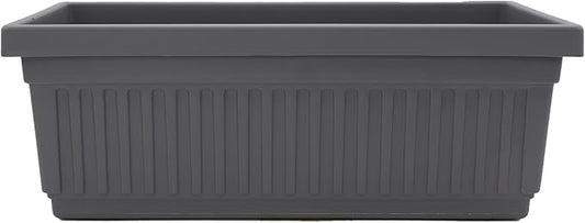 The HC Companies Venetian Window Planter Box w/Drain Plug - Long Planter Box for Windowsills, Balconies & More - Plastic Large Rectangular Planters for Herbs & Flowers (30" Warm Gray, Pack of 1)