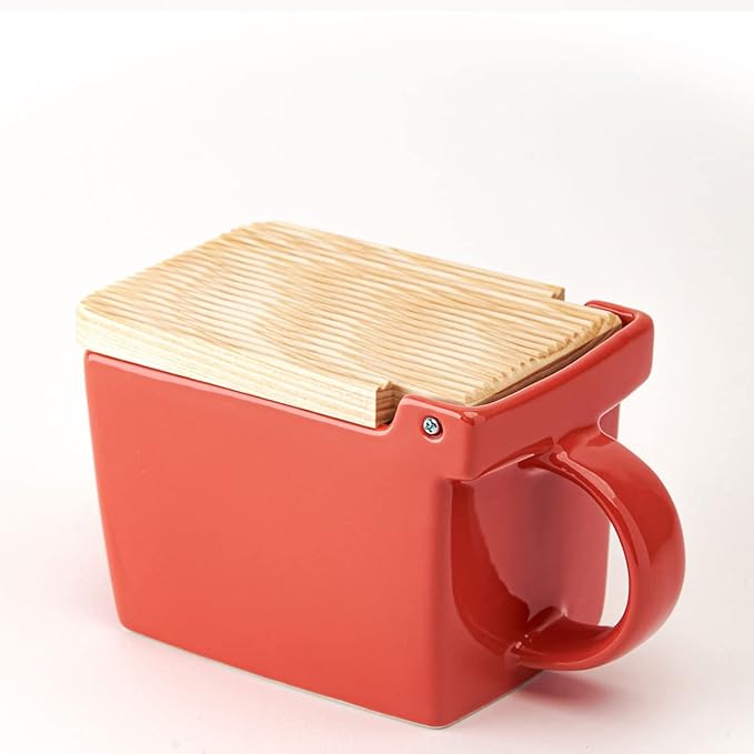 Zero Japan Bee House Premium Salt Box with Hinoki Lid - Container for Sea Salt and Spices - Elegant Cellar for Kitchen Countertop - Carrot Orange, 16 oz