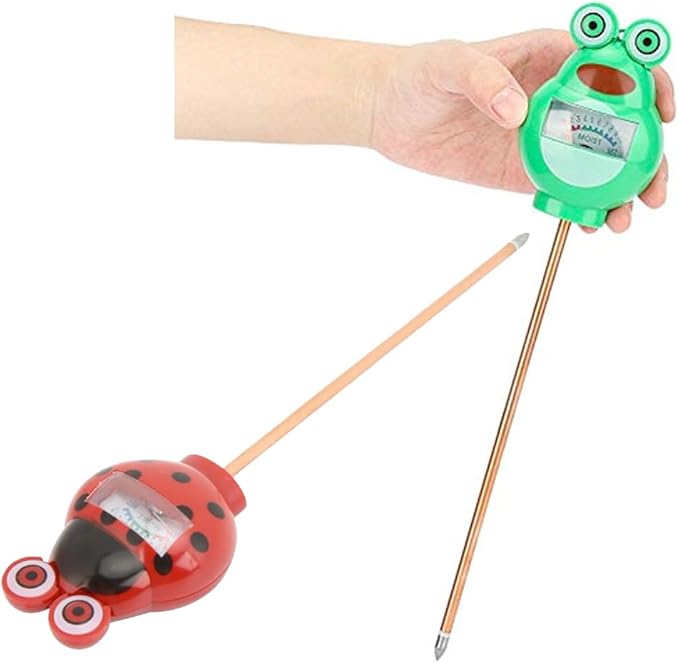 Cute Critter Soil Meter Indoor/Outdoor Moisture Sensor Frog & Ladybug, Soil Water Monitor, Flowers, Plant Care Home Garden (2 Pack)