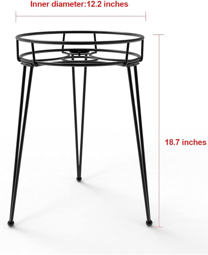 Midcentury Modern Metal Potted Plant Stand 18.7 inches Tall Flower Pot Holder Large Rustproof Iron Garden Container Heavy Duty Rack for Planter,Black (18.7 inches Tall Black)