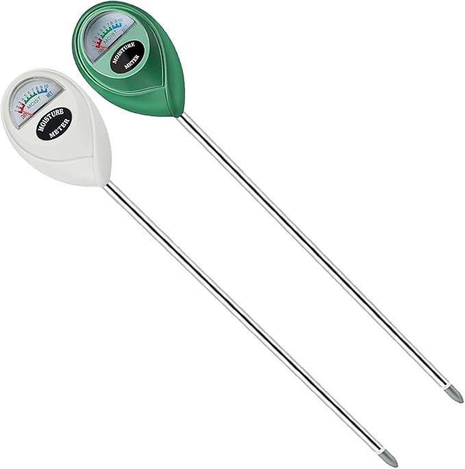Soil Moisture Meter, 2 Pack Long Probe Soil Moisture Monitor for House Plants, Soil Hygrometer Moisture Sensor for Indoor & Outdoor, Garden, Farm, Lawn Plant Care, No Battery Needed(Green + White)