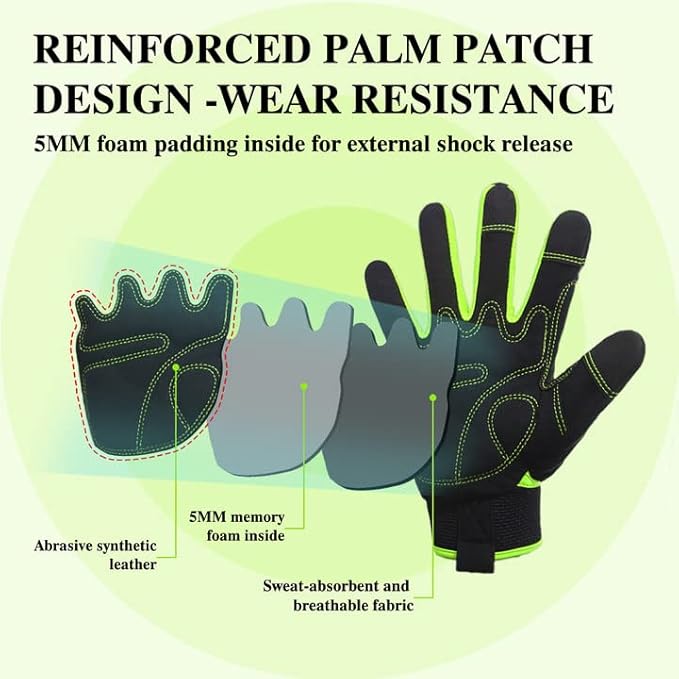 HANDLANDY Work Gloves for Men & Women, Utility Mechanic Working Gloves Touch Screen, Flexible Gardening Gloves for Yard