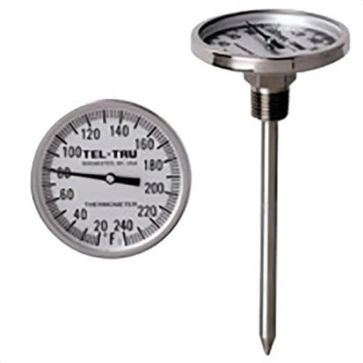 Tel-Tru LN250 Compost Thermometer, 2 inch Zoned dial, 20 inch stem, 0/200 Degrees F